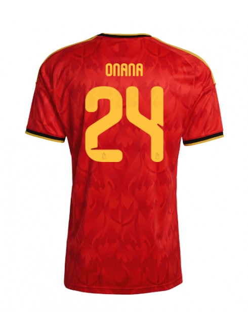 Belgien Amadou Onana #24 Replika Hemmakläder VM 2026 Kortärmad Belgien Amadou Onana #24 Replika Hemmakläder VM 2026 Kortärmad